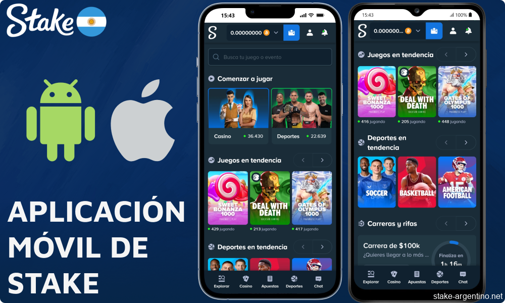 Aplicación móvil Stake disponible para jugadores de Argentina