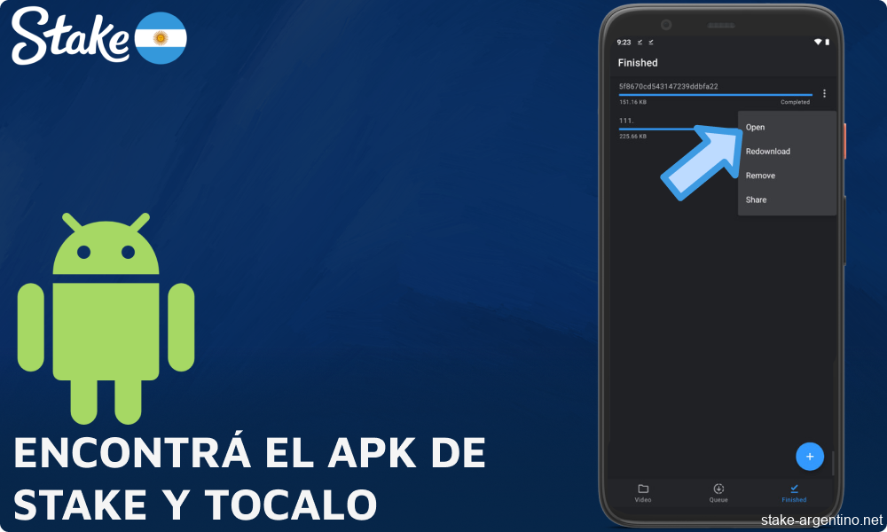 Encontrá el APK de Stake y tocalo