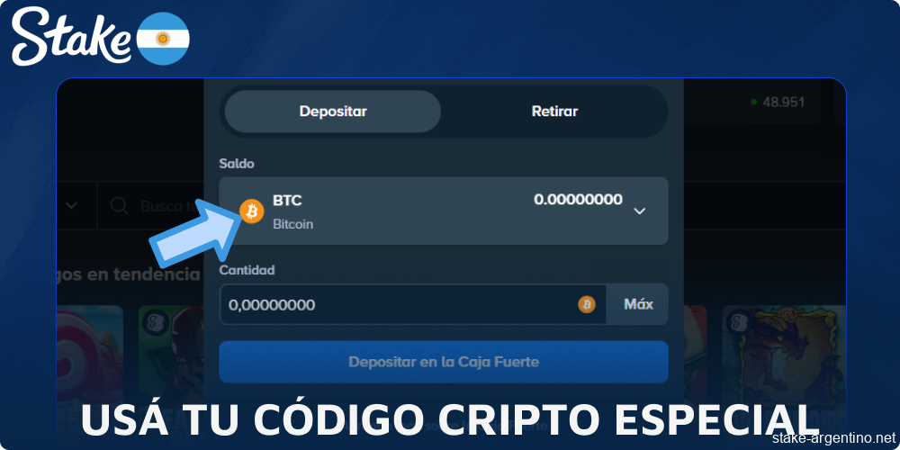 Usá tu código cripto especial de Stake